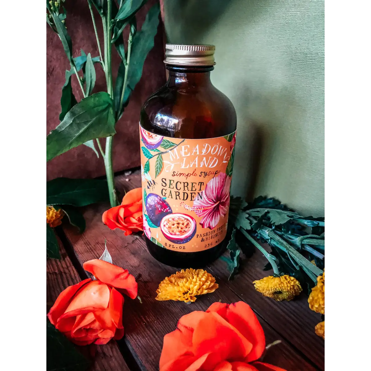 Secret Garden Simple Syrup - Passionfruit and Hibiscus - Meadowland Syrup