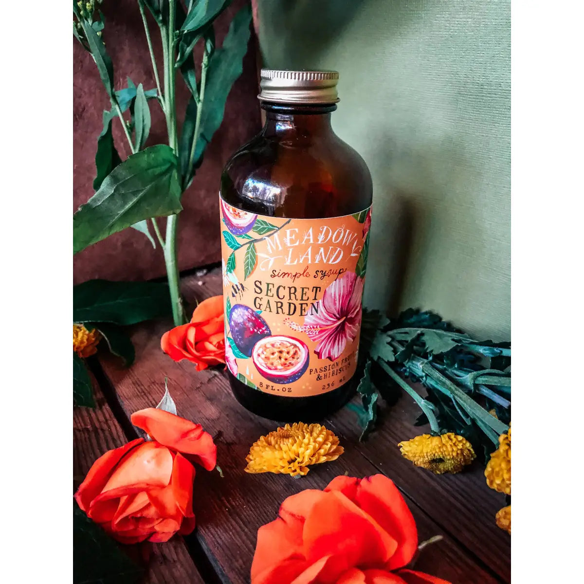 Secret Garden Simple Syrup - Passionfruit and Hibiscus - Meadowland Syrup