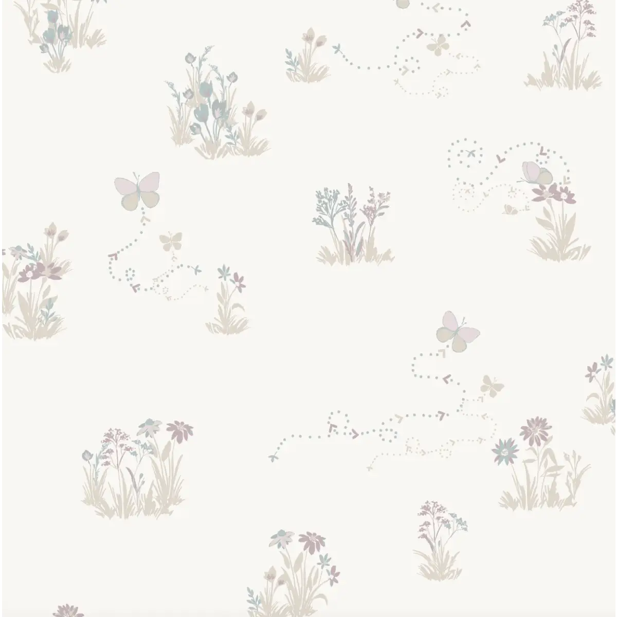 Serephina Wallpaper - Butterflies and Flowers for Baby - by Trisha Patel - Sample 1 foot by 1 foot / Cream - Loomwell