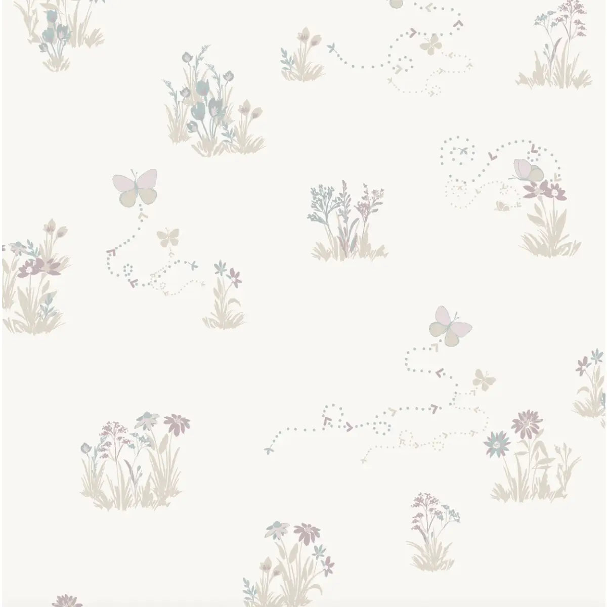 Serephina Wallpaper - Butterflies and Flowers for Baby - by Trisha Patel - Sample 1 foot by 1 foot / Cream - Loomwell