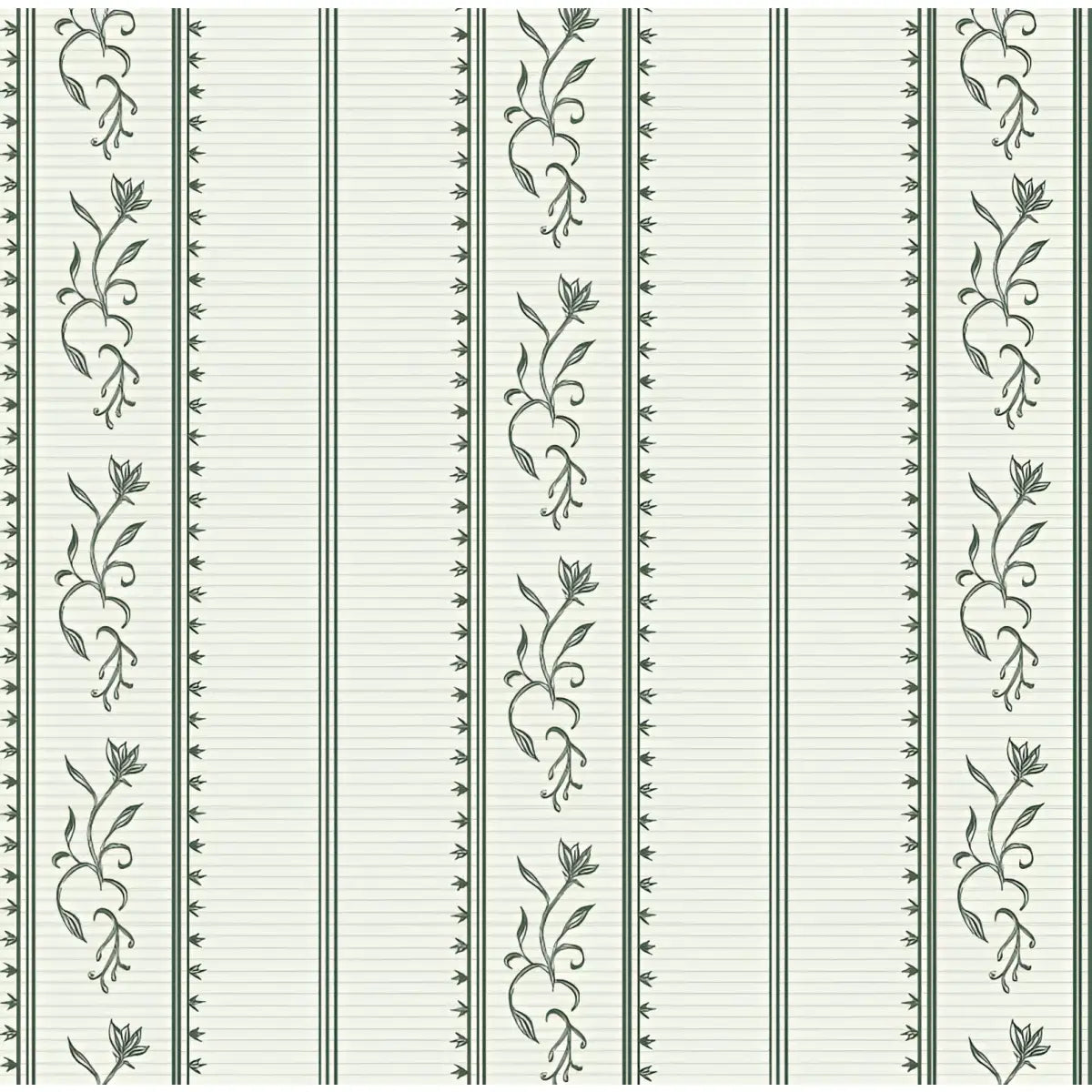 Shayne Wallpaper - Floral Stripe - by Aubrey Fairchild - Sample 1 foot by 1 foot / Dark Green - Loomwell Home Goods