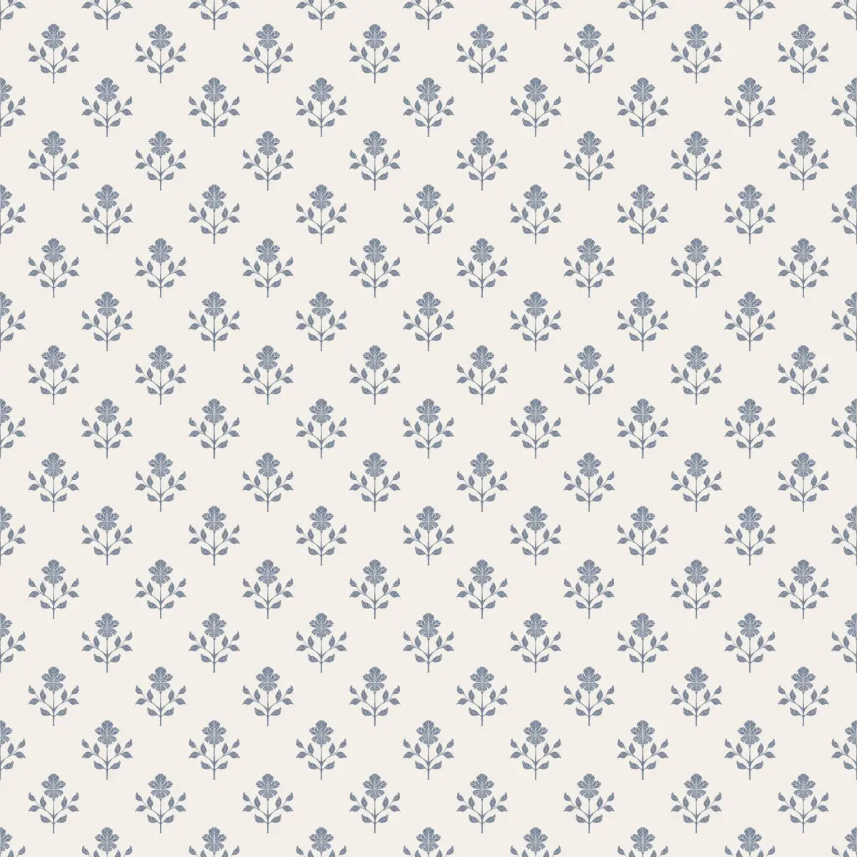 Shiloh Flower Wallpaper - Simple Floral Dot Pattern - by Beeky Illustration - Sample 1 foot by 1 foot / Blue and White