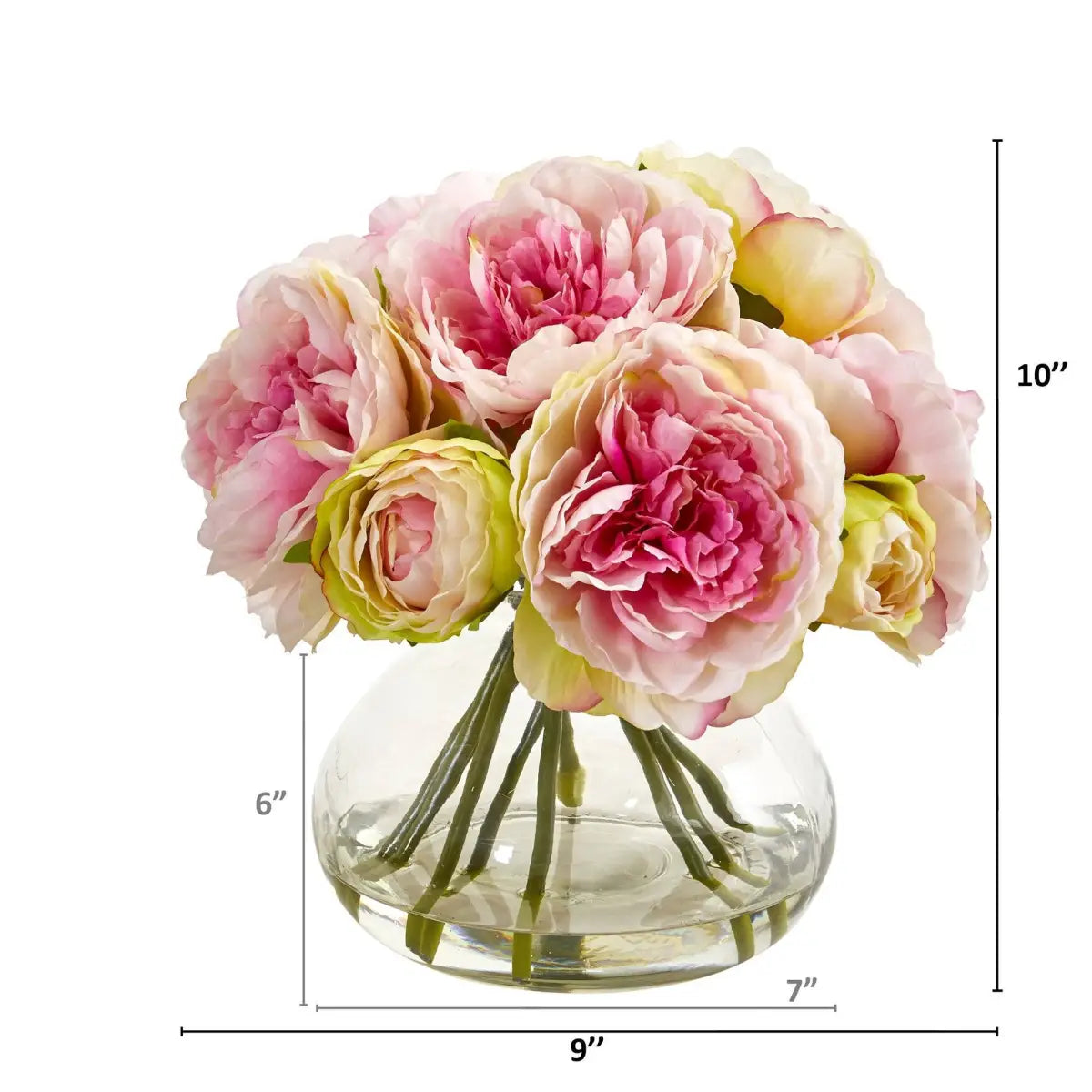 Silk Peony Artificial Arrangement in Vase - Nearly Natural
