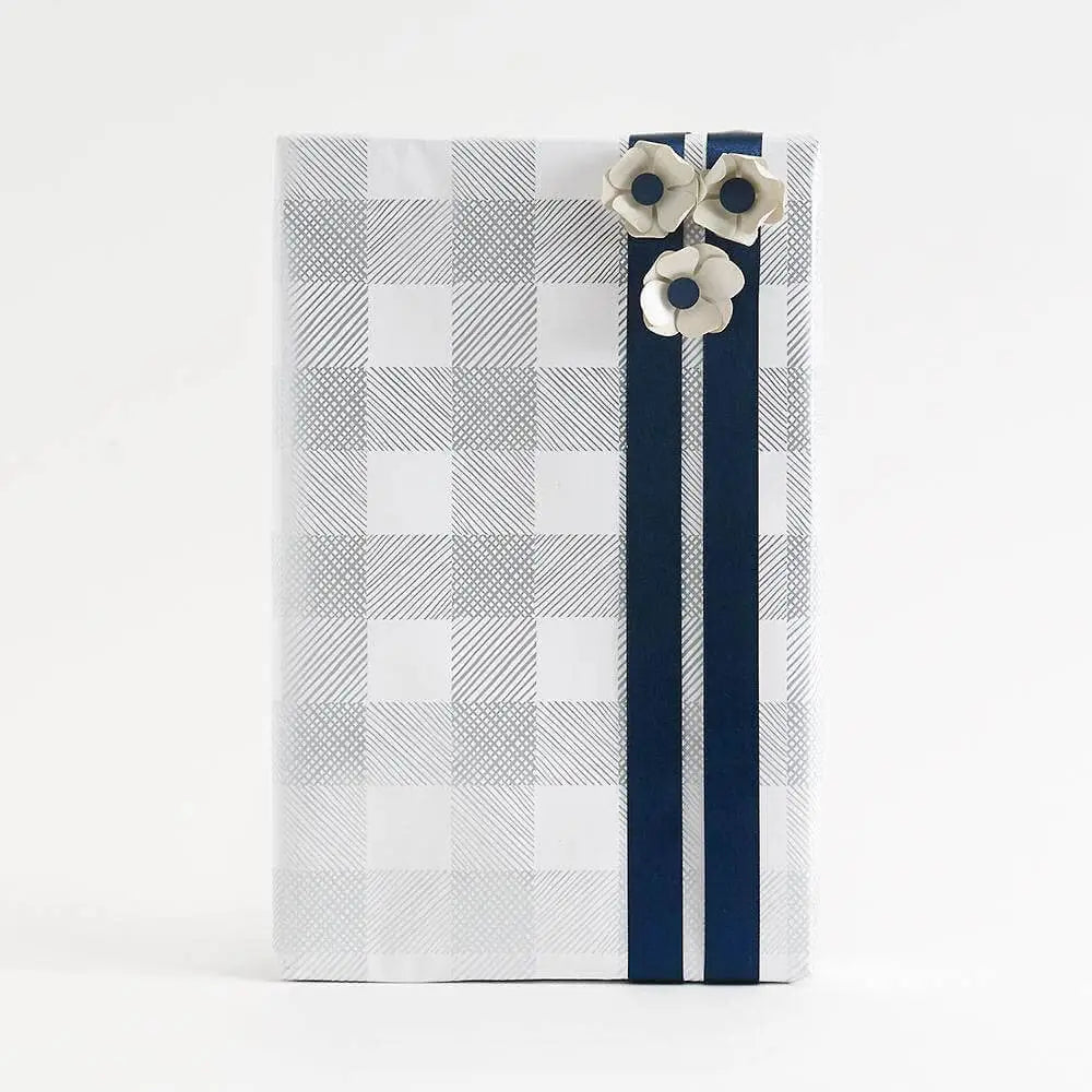Silver Foil Plaid Gift Wrap Roll - Paper Source Wholesale