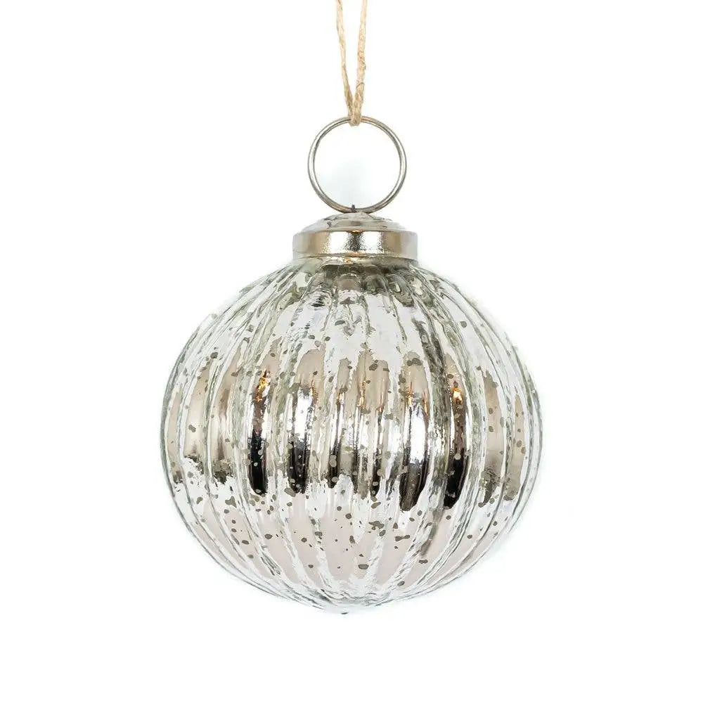 Silver Glass Christmas Ornament - Set of 3 - Devanie At Home (Formerly Adams & Co.)