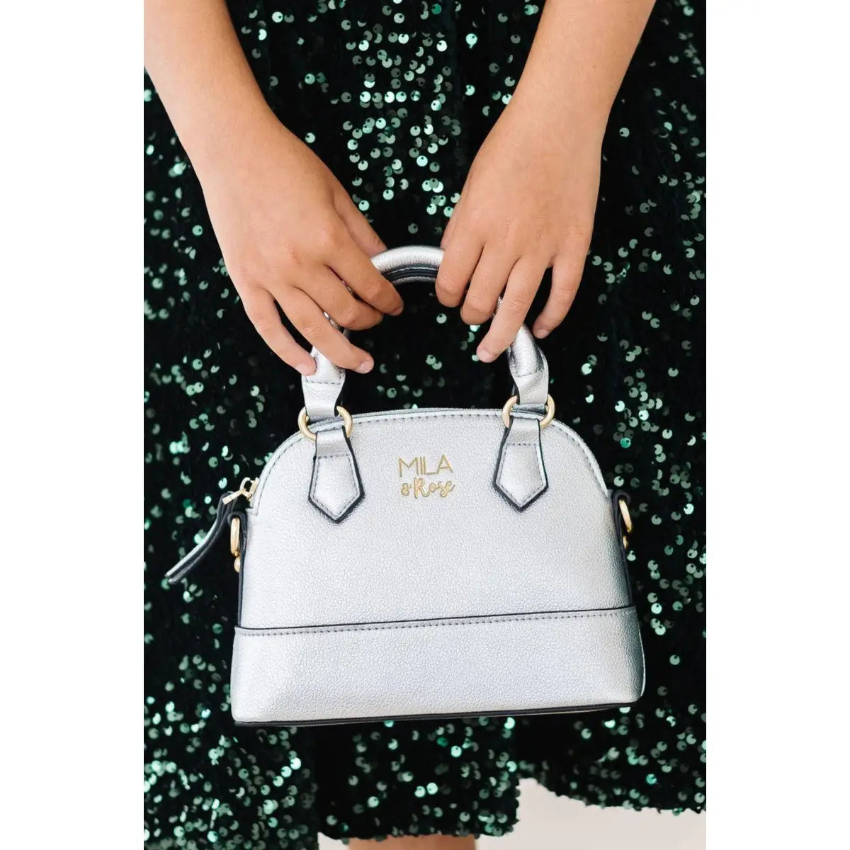 Girl’s Crossbody Purse - Silver Metallic - Mila & Rose ®