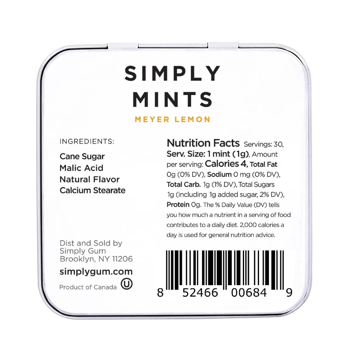 Simply Mints - Meyer Lemon - All-Natural - Simply Gum