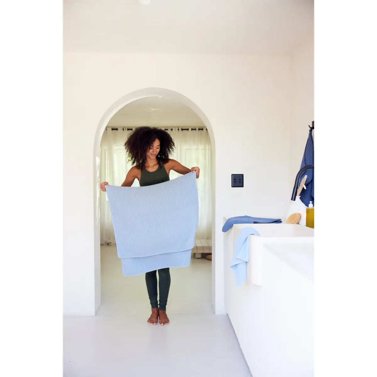 Luxury Waffle Bath Towel - Sky - Geometry