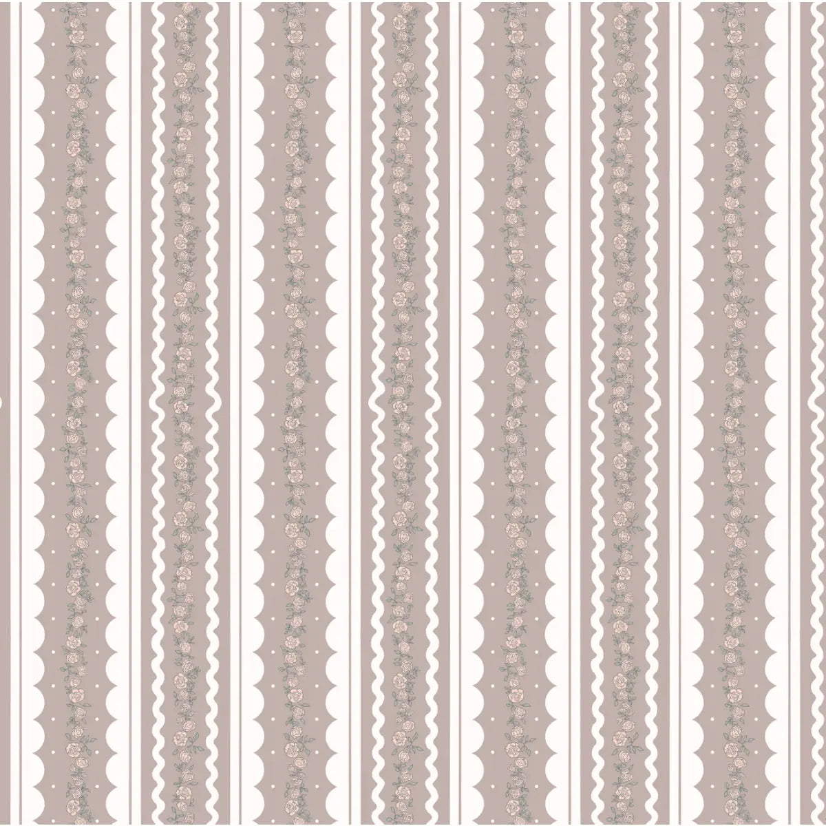 Solana Wallpaper - Floral Cottage Stripe - by Painted Hawk Design - Sample 1 foot by 1 foot / Rose - Loomwell Home Goods