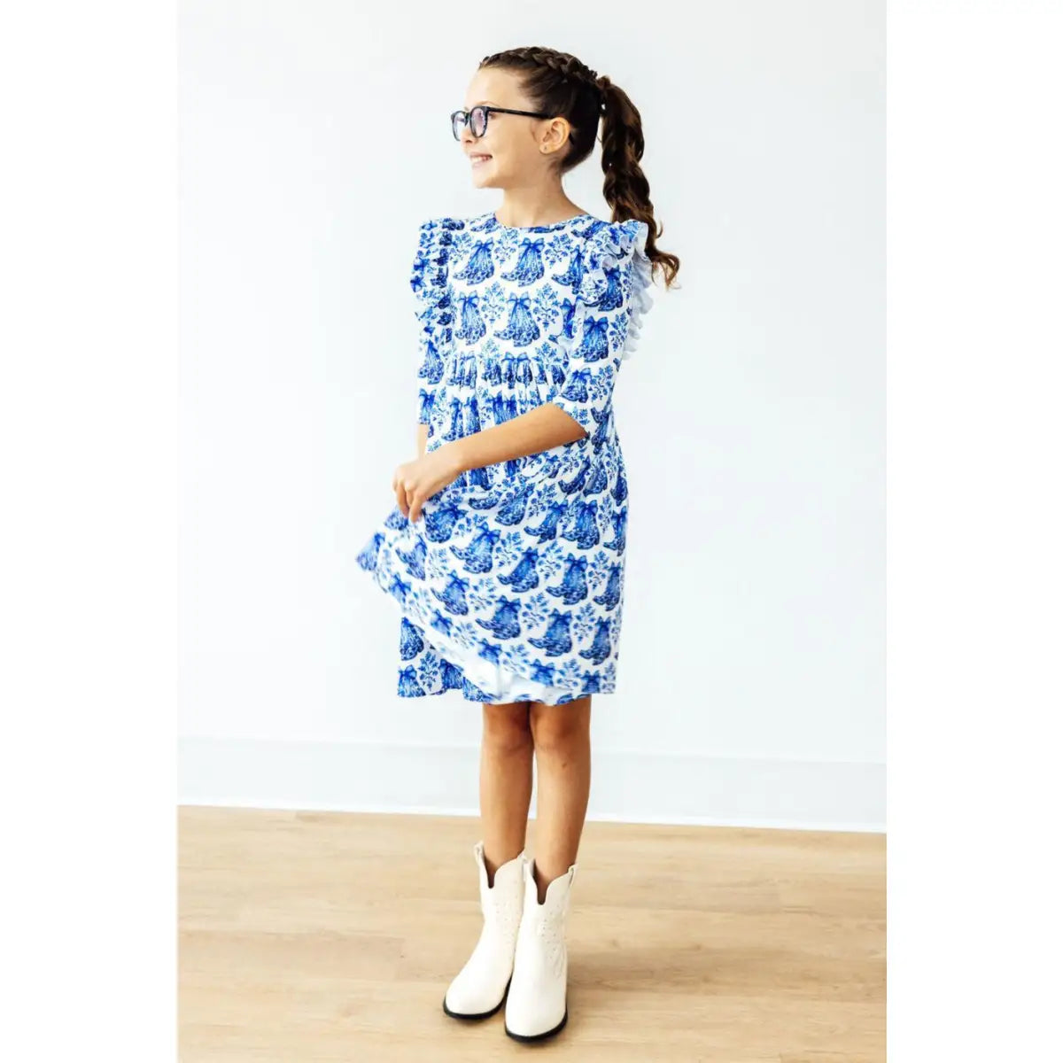 Southern Belle 3/4 Sleeve Ruffle Twirl Dress - Mila & Rose ®