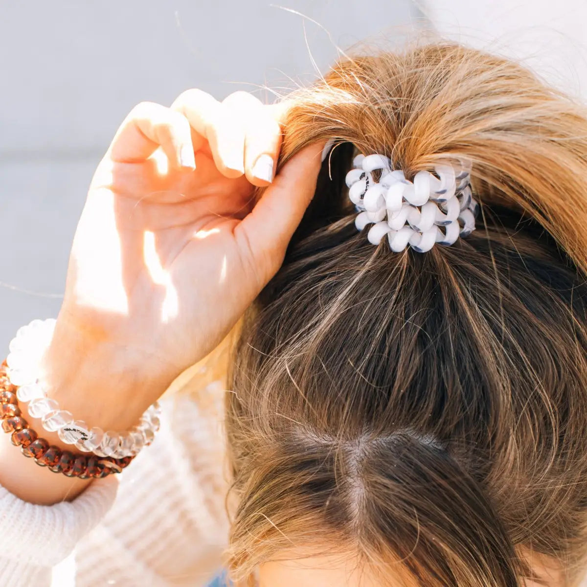 Spiral Hair Coils - Coconut White Hair Ties - Large - TELETIES