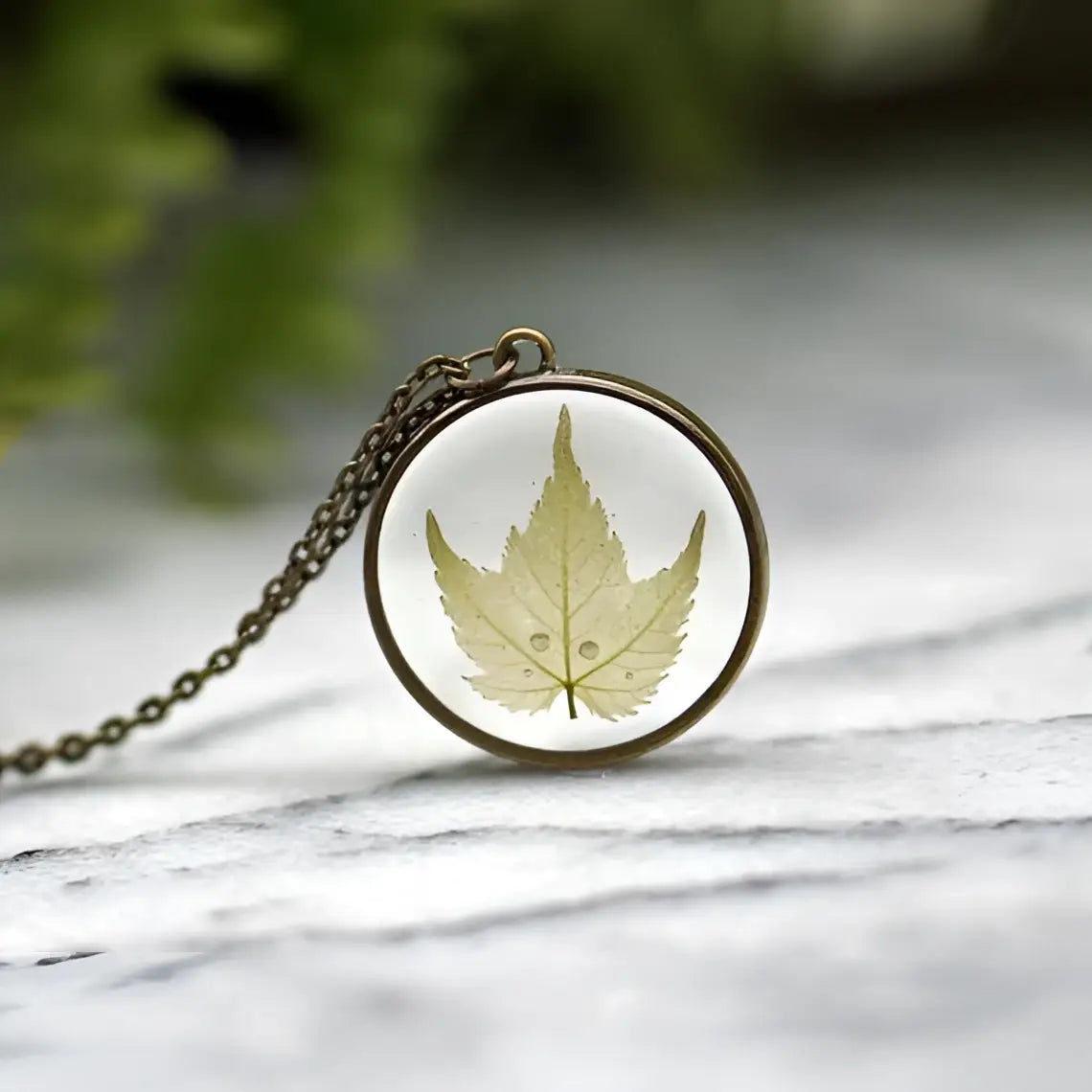 Spring Maple Leaf Necklace - Pressed Leaf - The Pretty Pickle