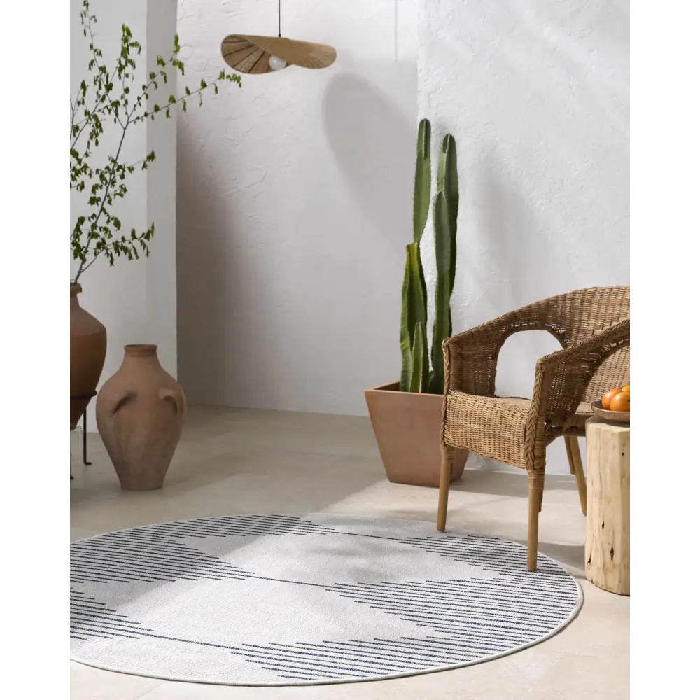 Stephan Blue & Cream Outdoor Rug - Boutique Rugs