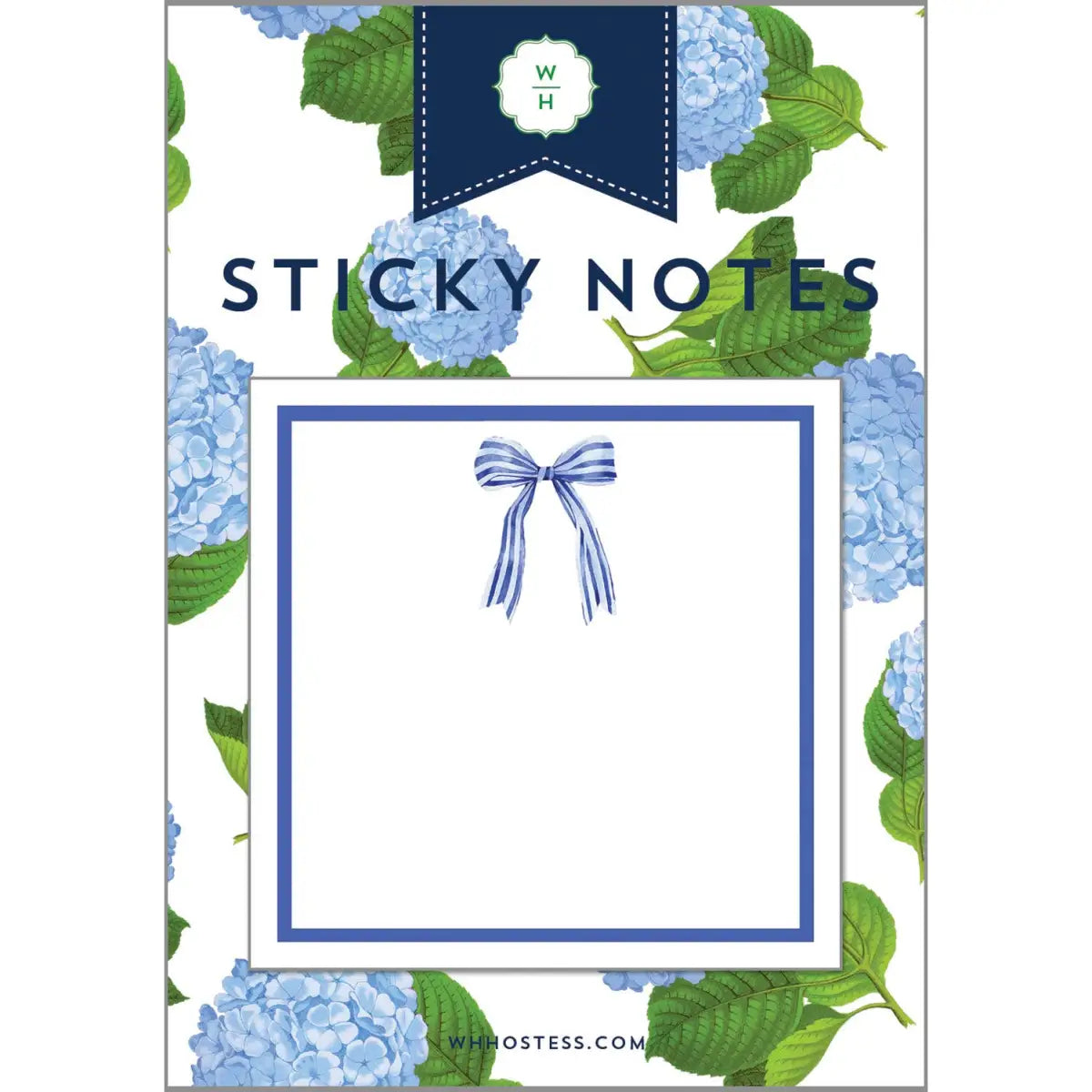 Sticky Notes - Blue Striped Bow - WH Hostess Social Stationery