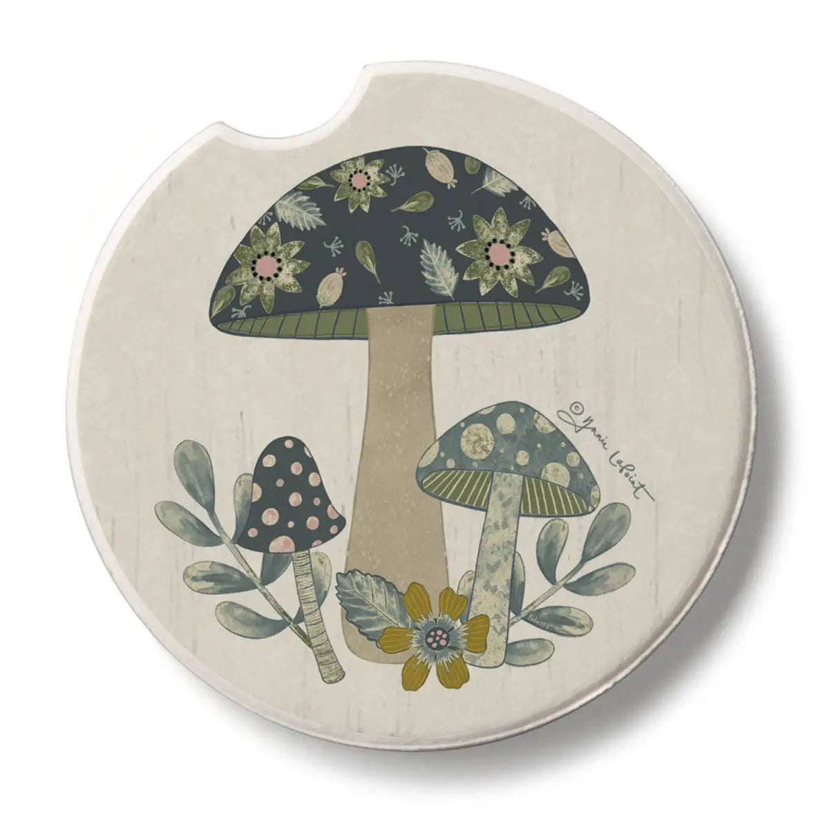 Stone Car Coaster - Patterned Mushroom - CounterArt/Highland Home/Thirstystone