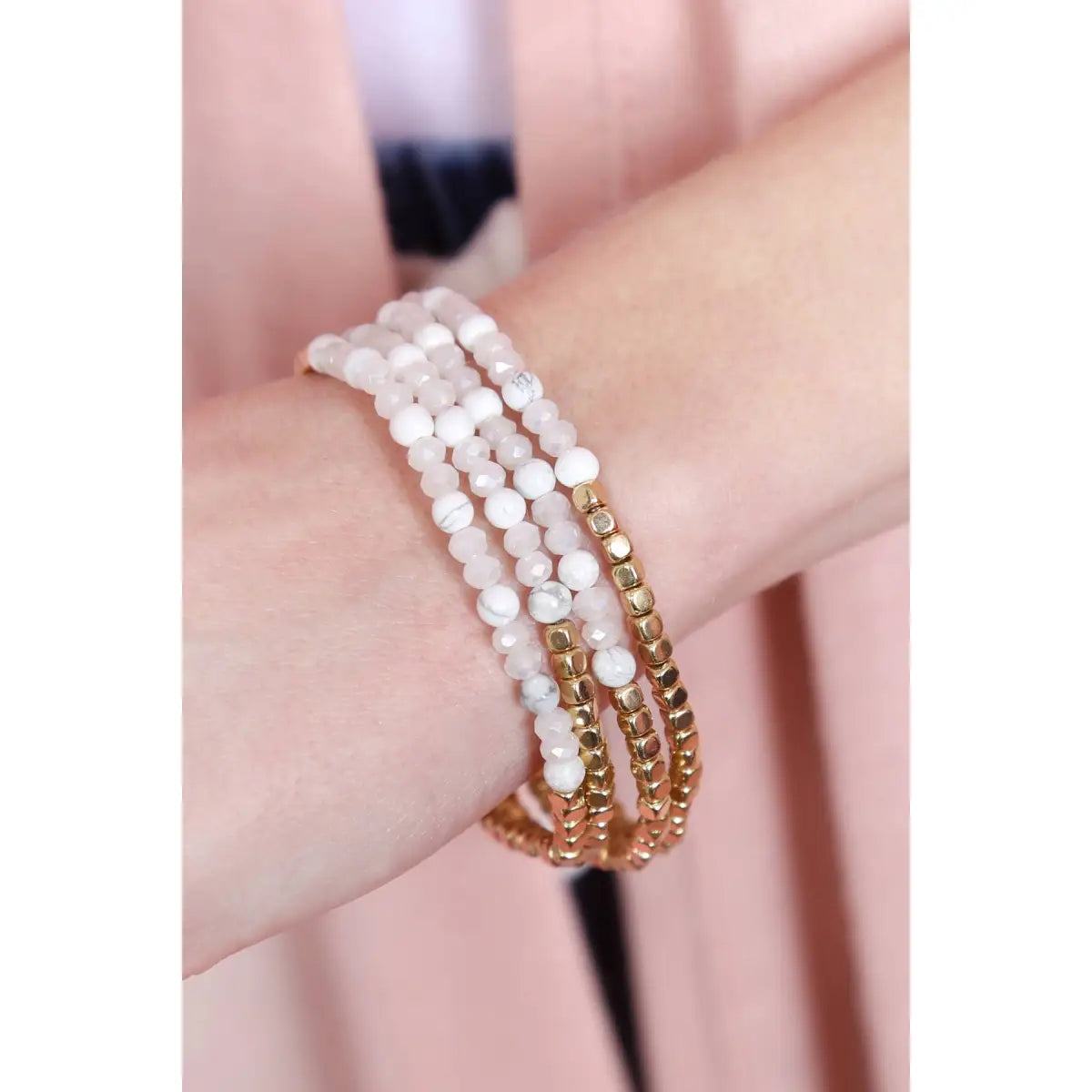 Stretch Bead Bracelets - Brass Stone - Set of 4 - Love and Repeat