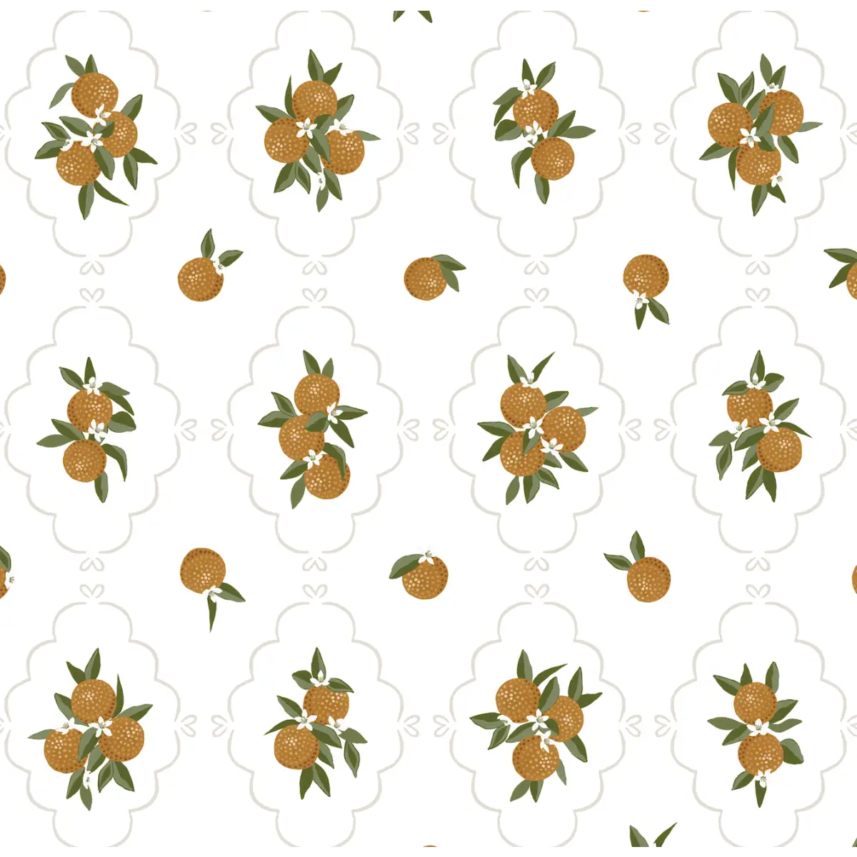 Sutton Wallpaper - Oranges in Trellis - by Mackenzie Nelson - Sample 1 foot by 1 foot / Cream - Loomwell Home Goods