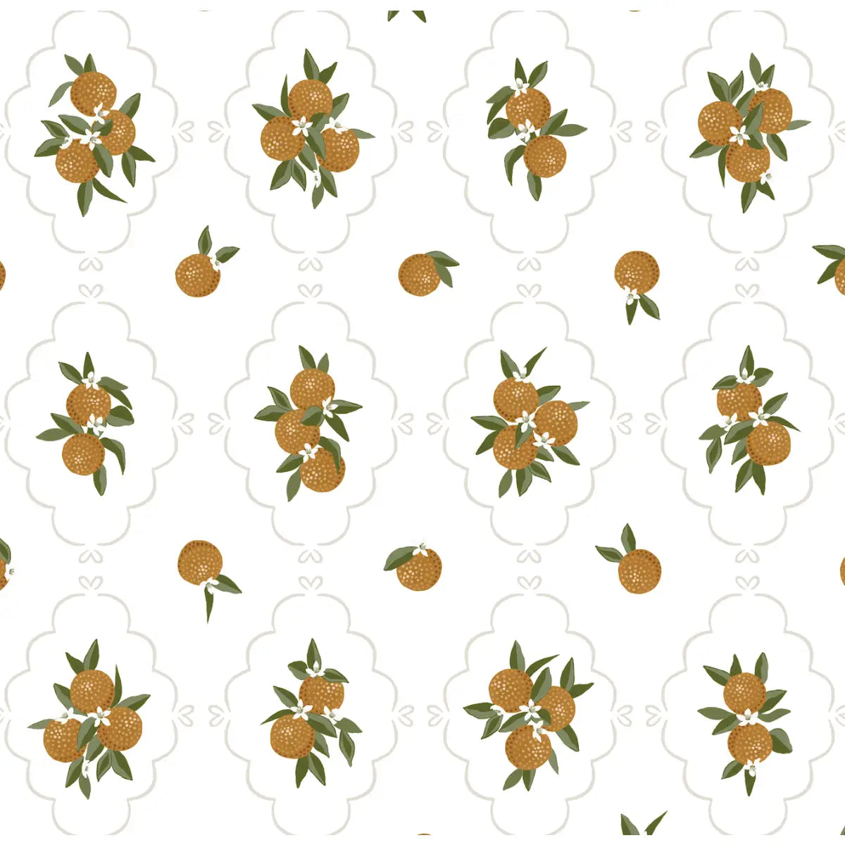 Sutton Wallpaper - Oranges in Trellis - by Mackenzie Nelson - Sample 1 foot by 1 foot / Cream - Loomwell Home Goods