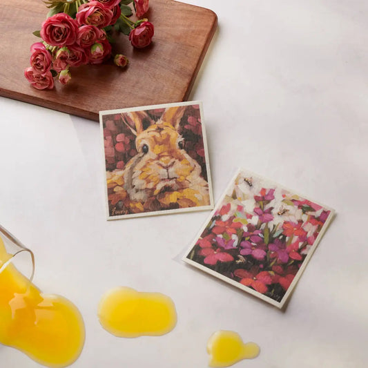 Swedish Dishcloth Set of 2 - Hoppy Bunny - Primitives by Kathy