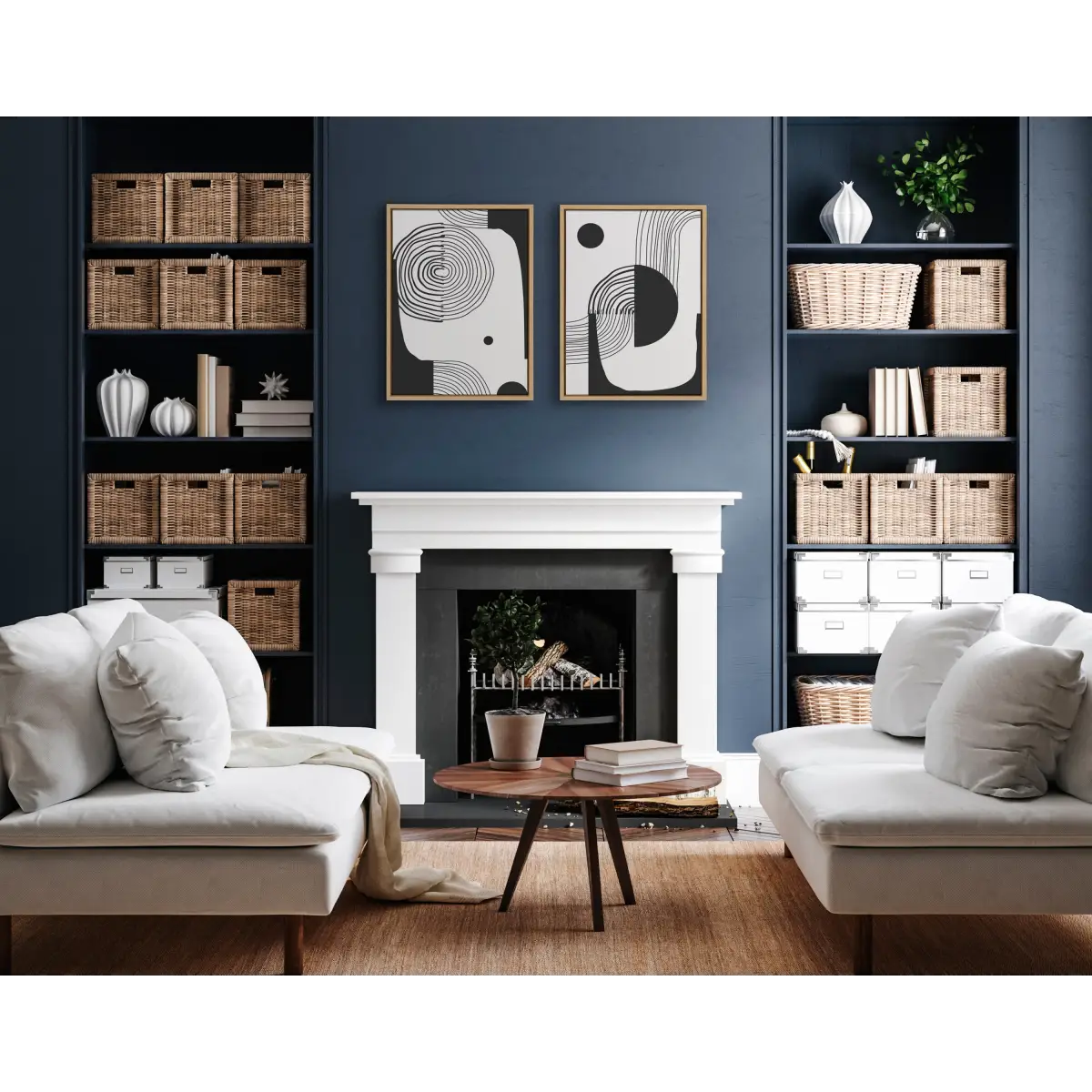 Framed Canvas - Abstract Minimal A and B - Natural / 2 Piece 18x24 - kateandlaurel