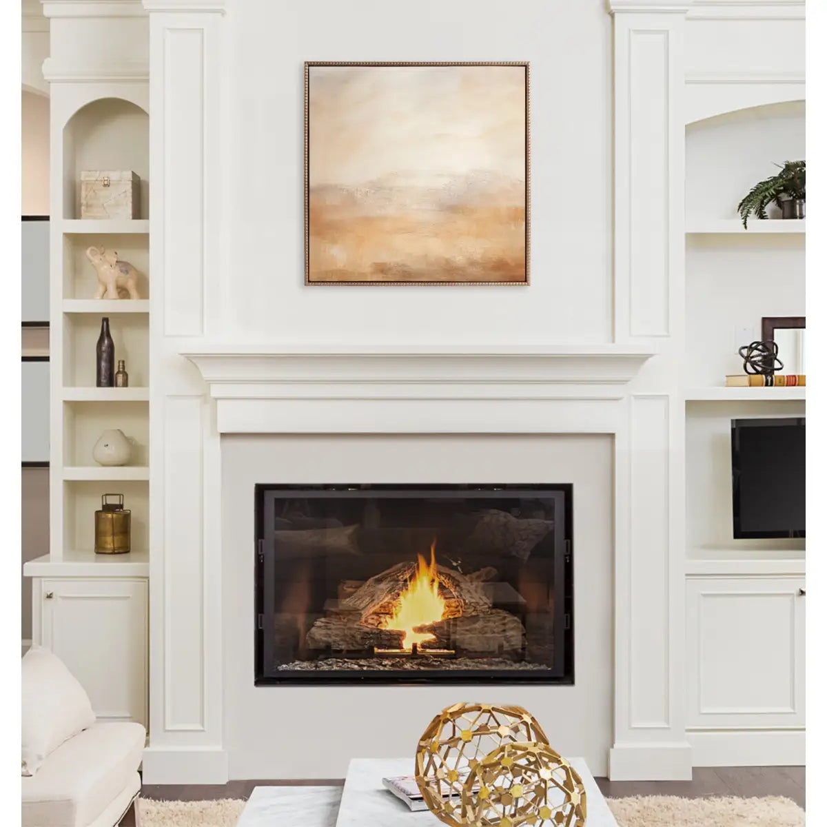 Tonal Abstract Earthy Warm Framed Canvas - Gold / 30x30 - kateandlaurel