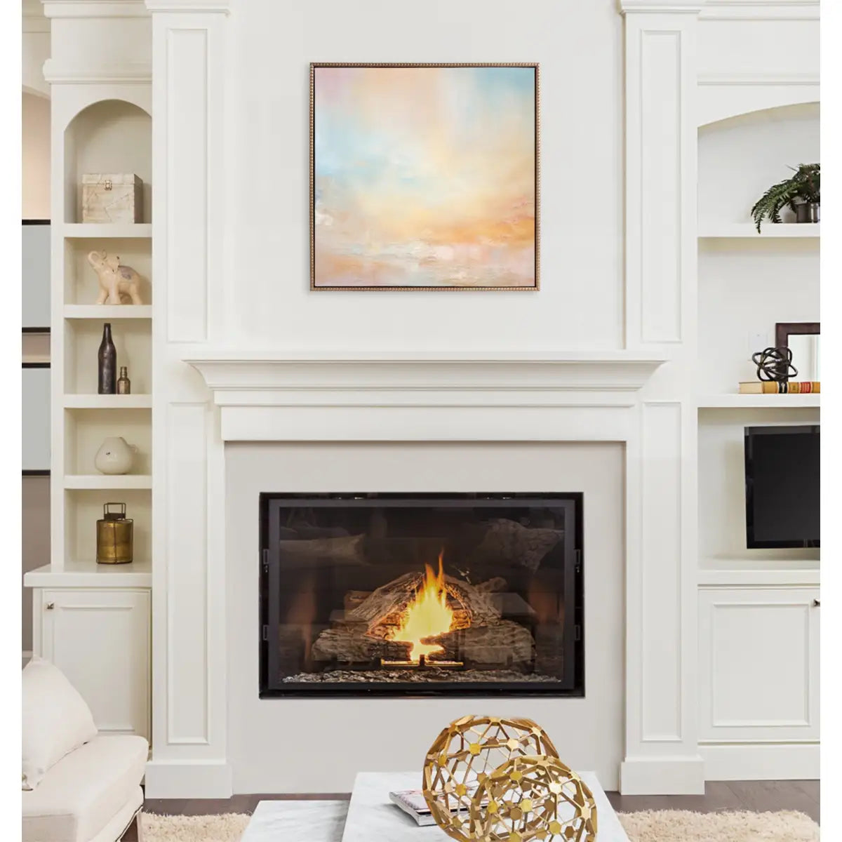 Tonal Abstract Pastels Framed Canvas - Gold / 30x30 - kateandlaurel
