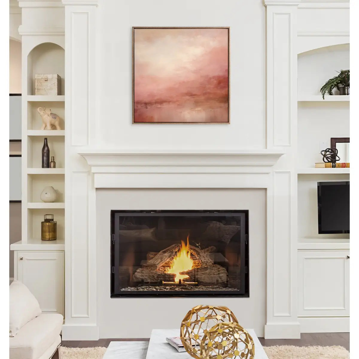 Tonal Abstract Pink Beach Framed Canvas - Gold / 30x30 - kateandlaurel