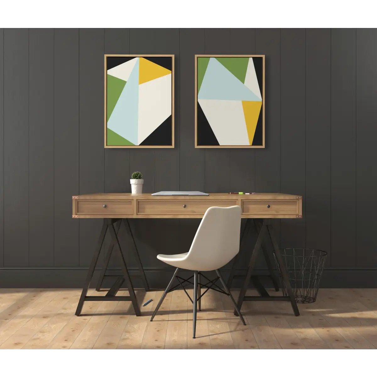 Framed Canvas - Bold Graphic 1 and 2 - Natural / 2 Piece 18x24 - kateandlaurel