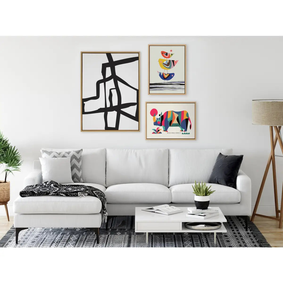 Framed Canvas - Bold Sophisticated Abstract Black Stroke - kateandlaurel