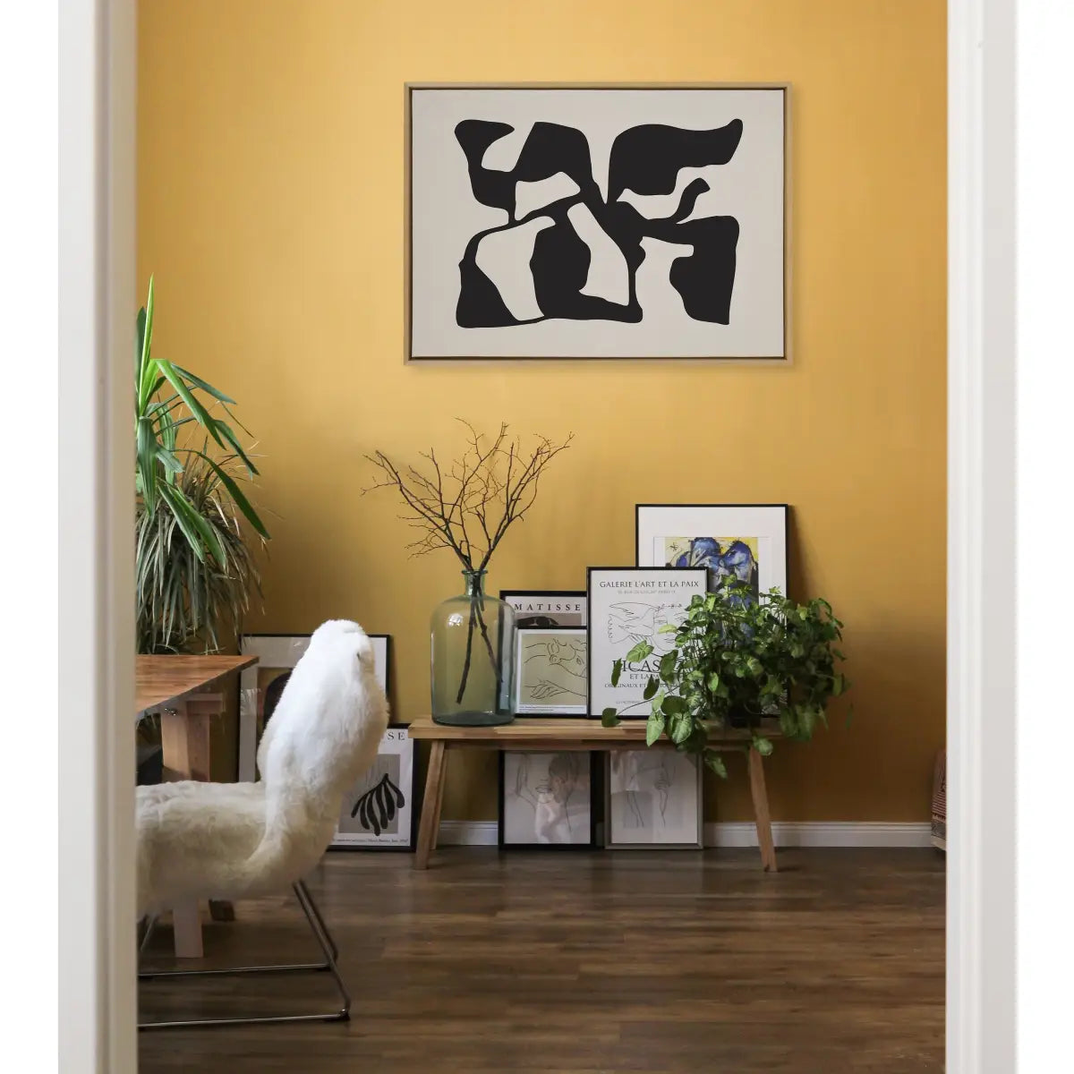 Framed Canvas - Distorted Shapes of Black and Tan - kateandlaurel