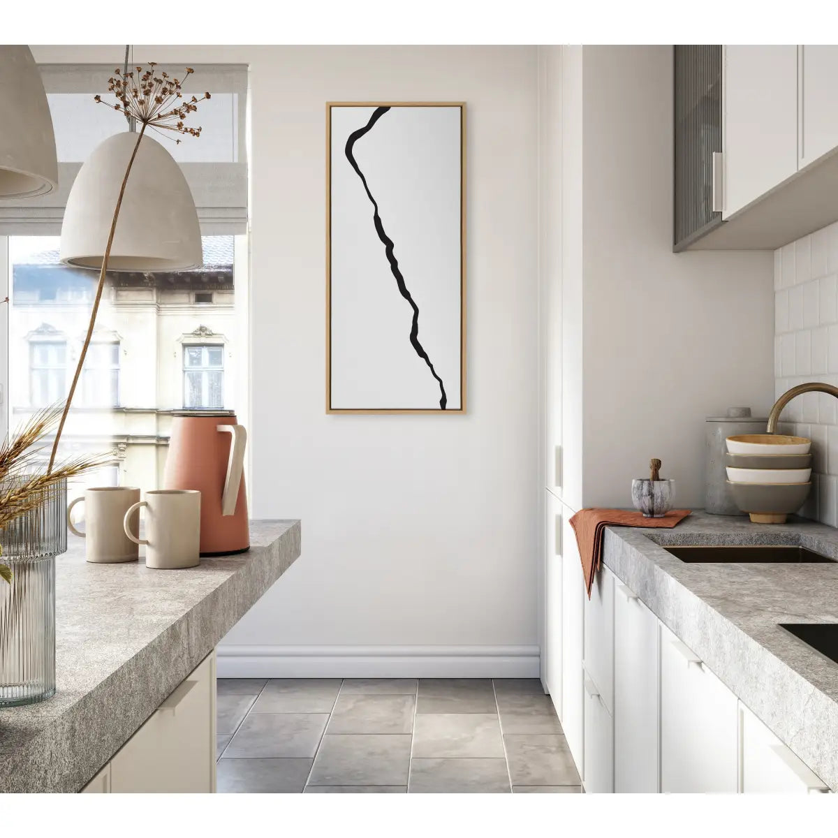 Framed Canvas Art - Minimalist Mountain Landscape Framed Canvas - kateandlaurel