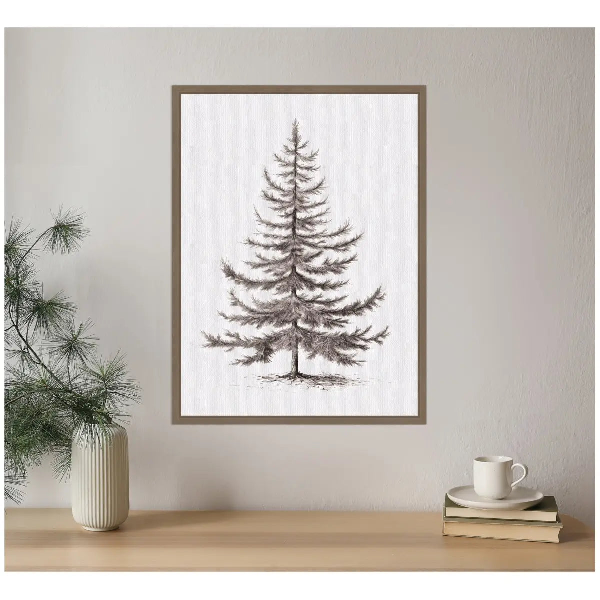 Frame Canvas Vintage Evergreen Fir Tree Illustration II - kateandlaurel