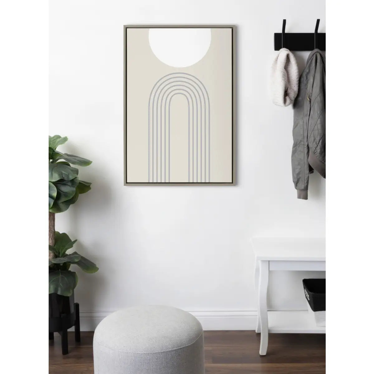 Framed Canvas - Full Moon over the Mountain Top - Gray - kateandlaurel