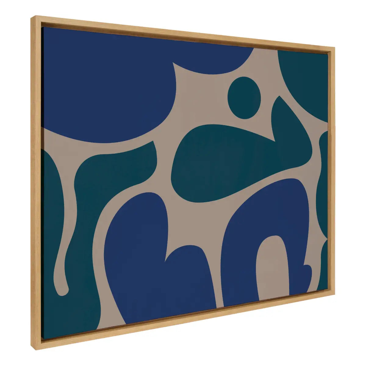 Happy Abstract Blue and Green Framed Canvas - Natural / 31.5x41.5 - kateandlaurel