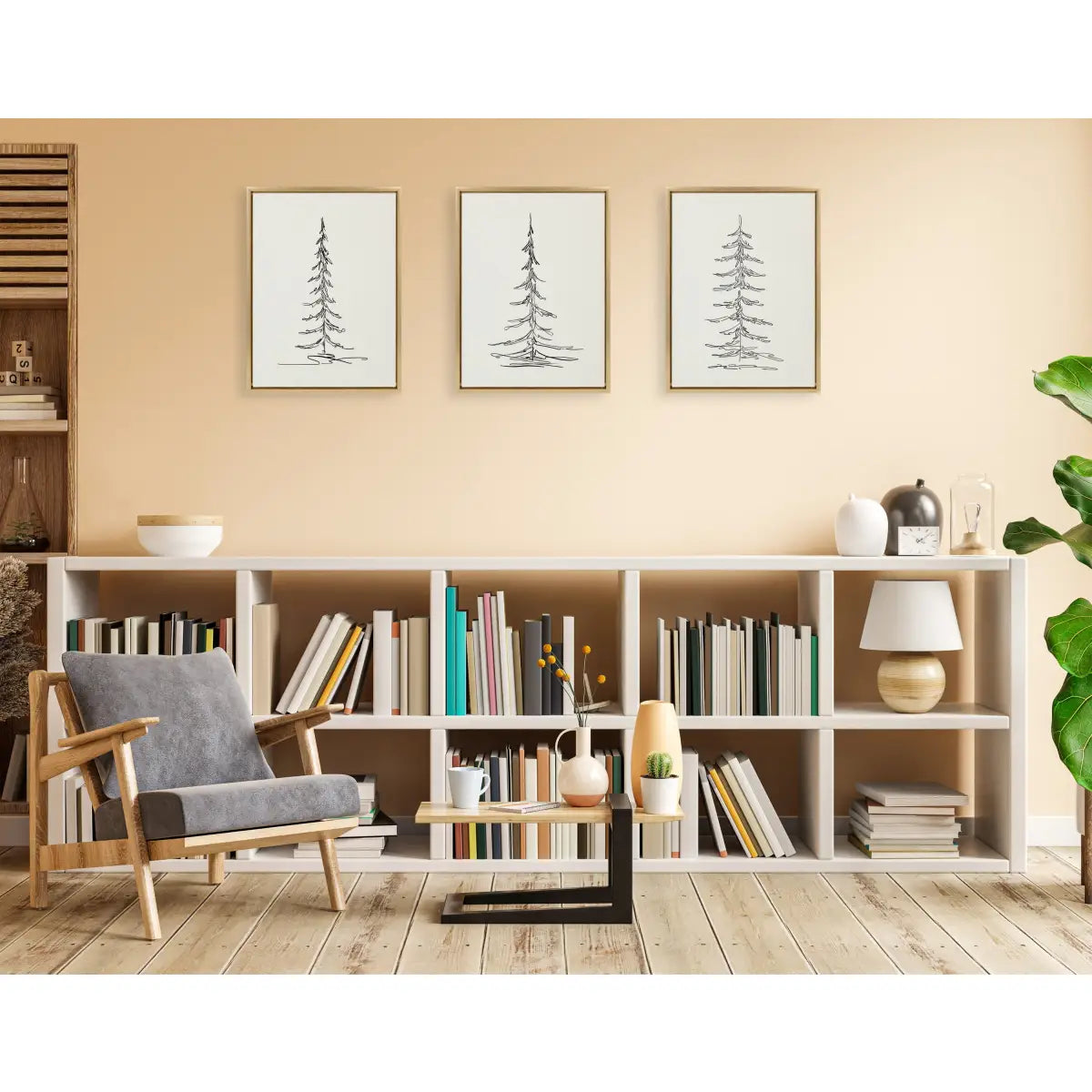 Framed Canvas Set of 3 - Minimalist Evergreen Trees - kateandlaurel