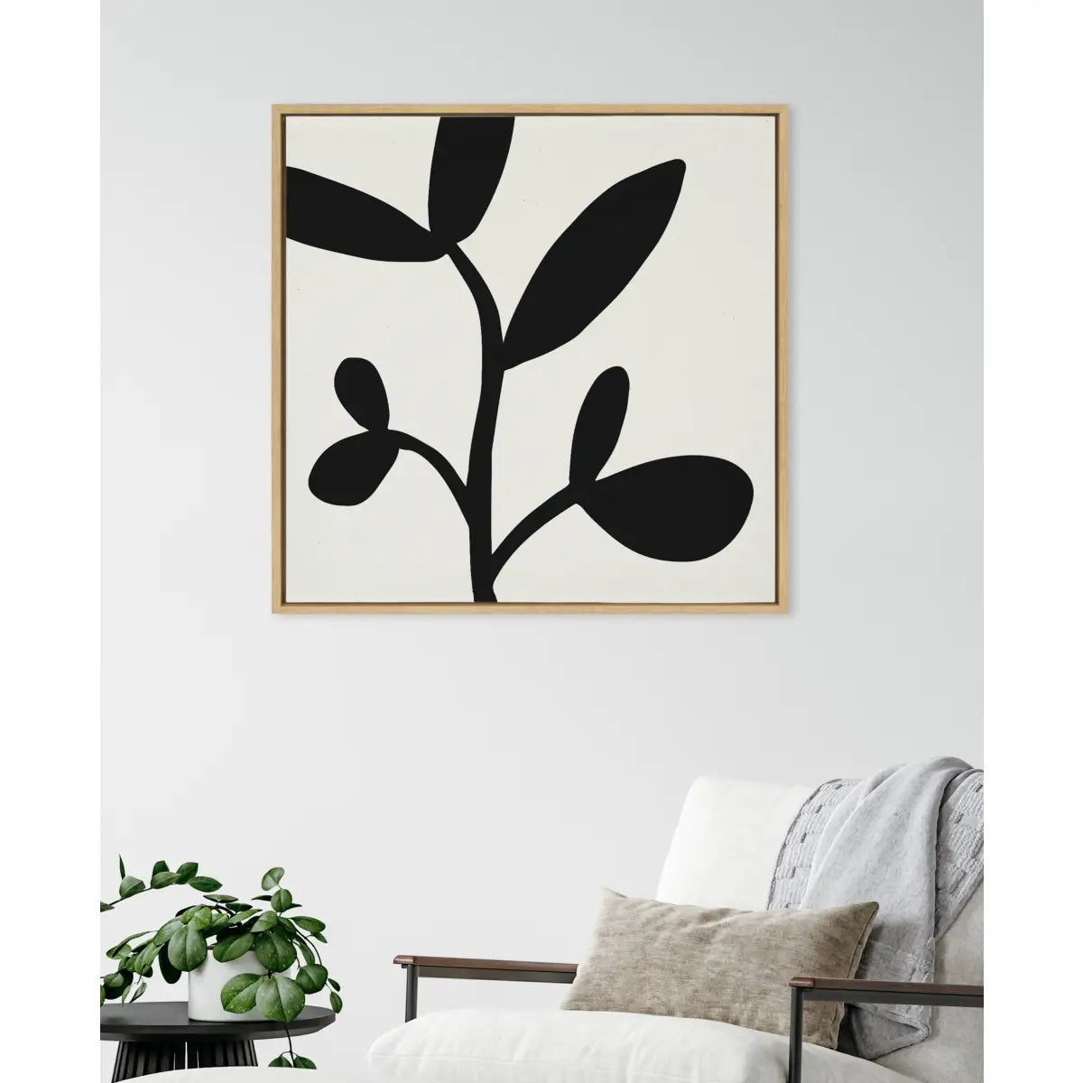 Modern Botanical Neutral Abstract 2 Framed Canvas - kateandlaurel