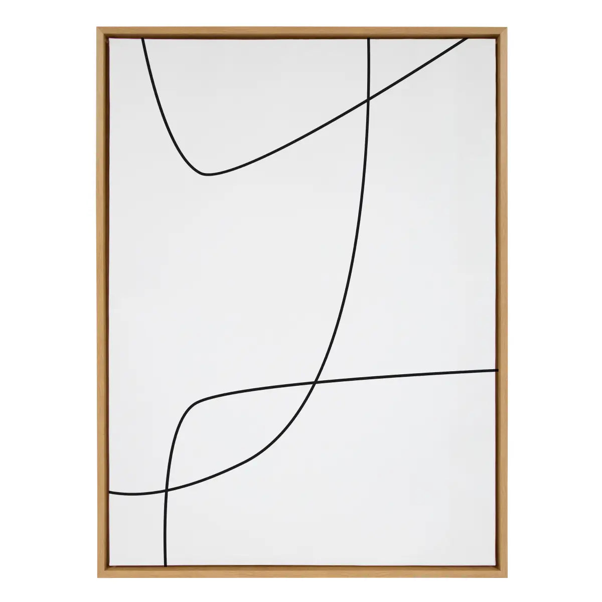 Framed Canvas - Modern Line Abstract 3 BW - Gold - kateandlaurel