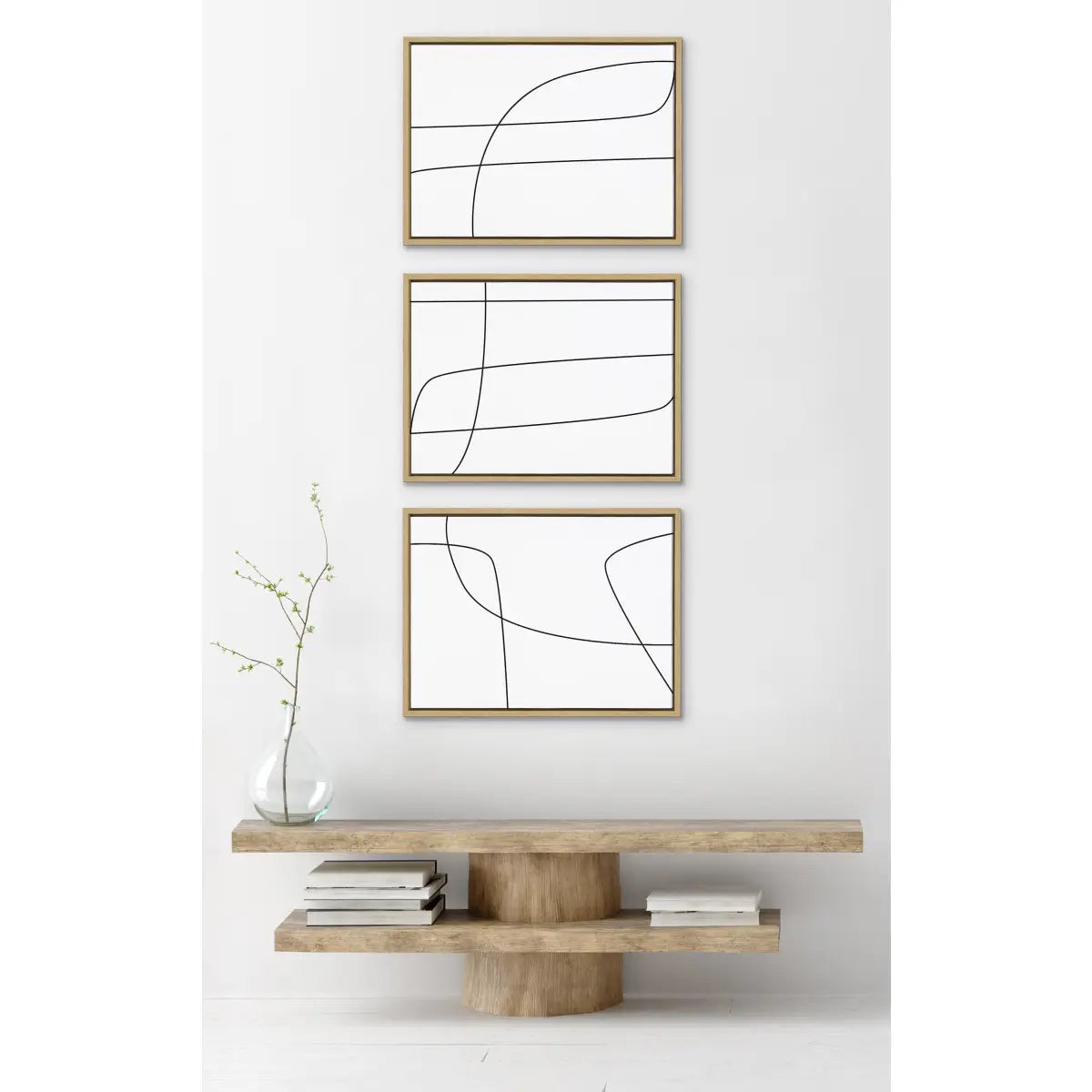 Framed Canvas Set - Modern Line Abstract Black and White - kateandlaurel