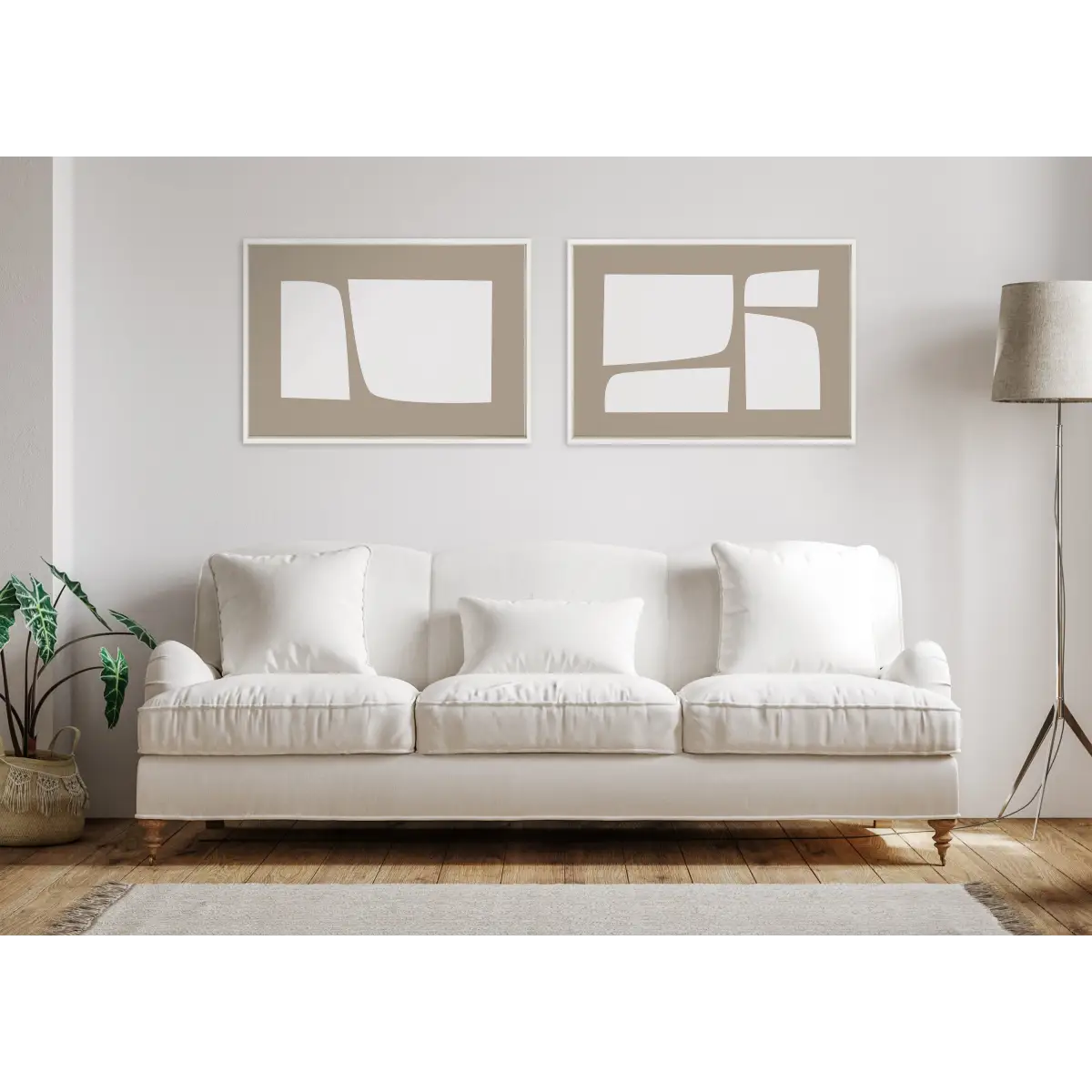 Framed Canvas Art - Neutral Abstract Shapes - Set of 3 - kateandlaurel