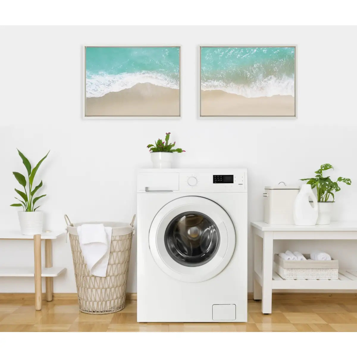 Framed Canvas - Ocean Beach Fantasy Left and Right - White / 2 Piece 18x24 - kateandlaurel