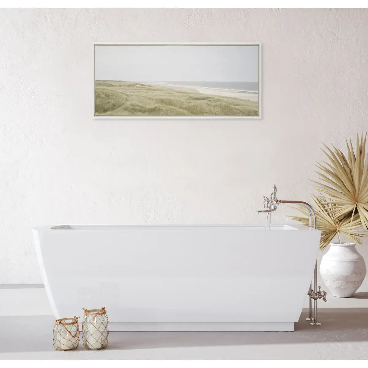 Peaceful and Serene Coastal Landscape Framed Canvas - kateandlaurel
