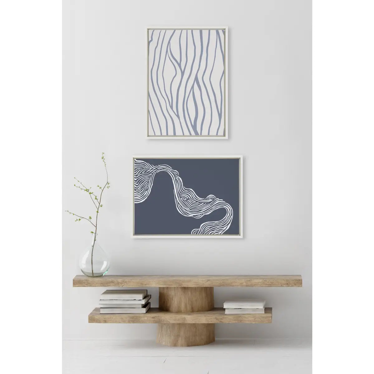 Framed Canvas - Simple Elegant Coastal Waves - kateandlaurel