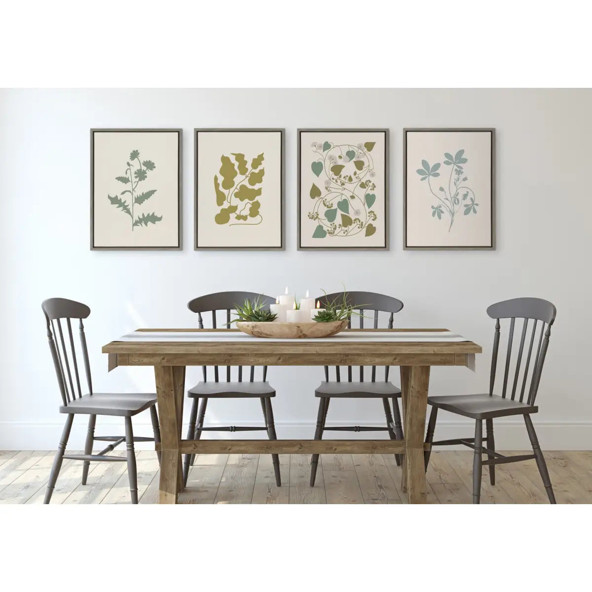 Framed Canvas - Simple Feminine Blue Botanical - Gray / 18x24 - kateandlaurel