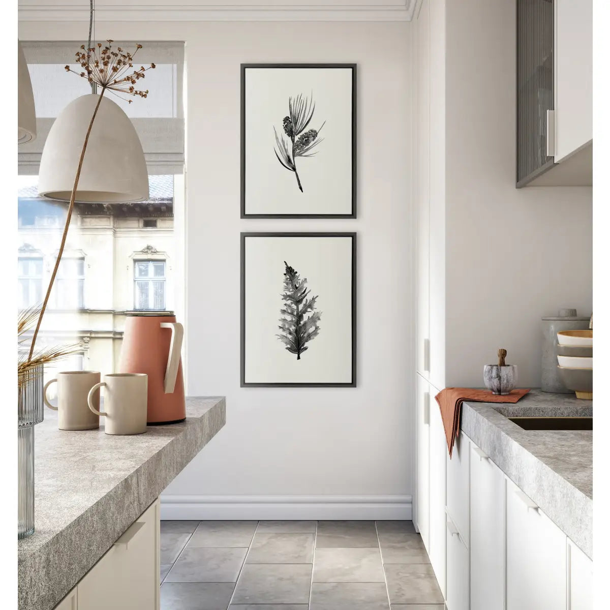 Canvas Art Print Set of 2 - Vintage Botanical 3 and 4 - Gray / 2 Piece 18x24 - kateandlaurel