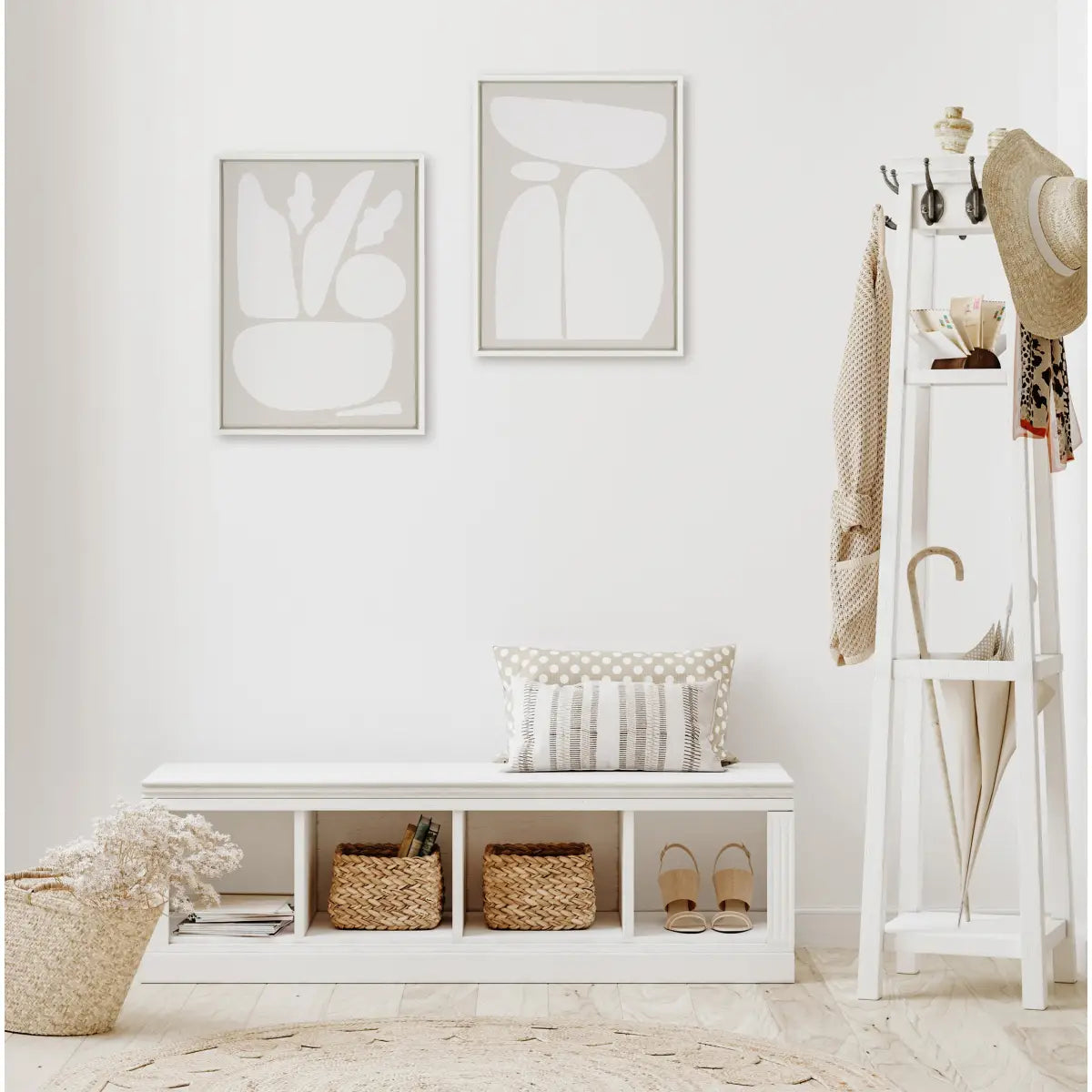 Framed Canvas Set of 2 - Zen Botanical Rock Neutral - kateandlaurel