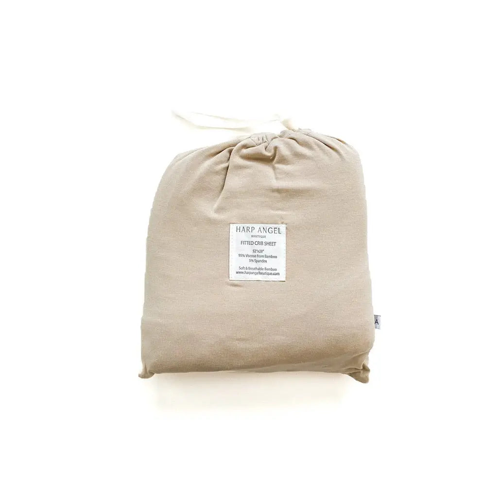 Tan Bamboo Premium Fitted Crib Sheet - Harp Angel Boutique