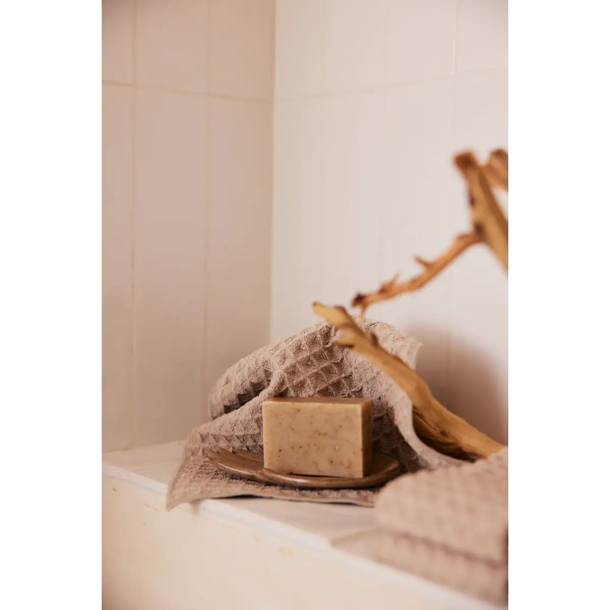 Washcloth Set - Taupe Waffle - Set of 3 - Geometry