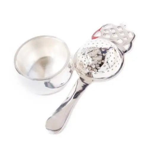 Tea Strainer – Silver Plated Long Handle - Silver Plated - Long Handle with Nest - Harney & Sons Fine Teas