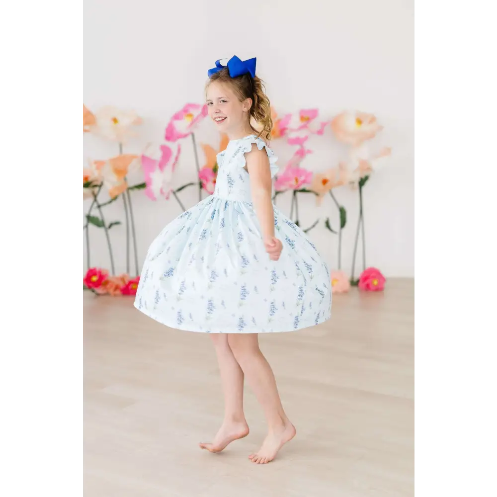 Texas Bluebonnets Flutter Sleeve Twirl Dress - Mila & Rose ®