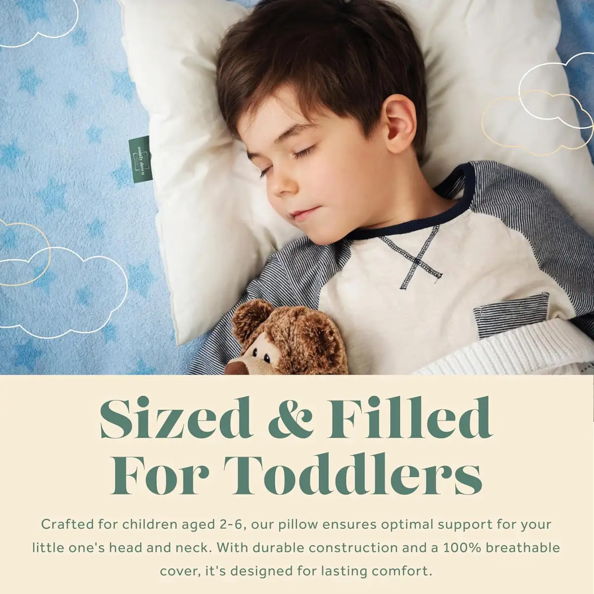Toddler Pillow - Super Soft European Goose Down for Children Ages 18 to 48 Months - ComfyDown